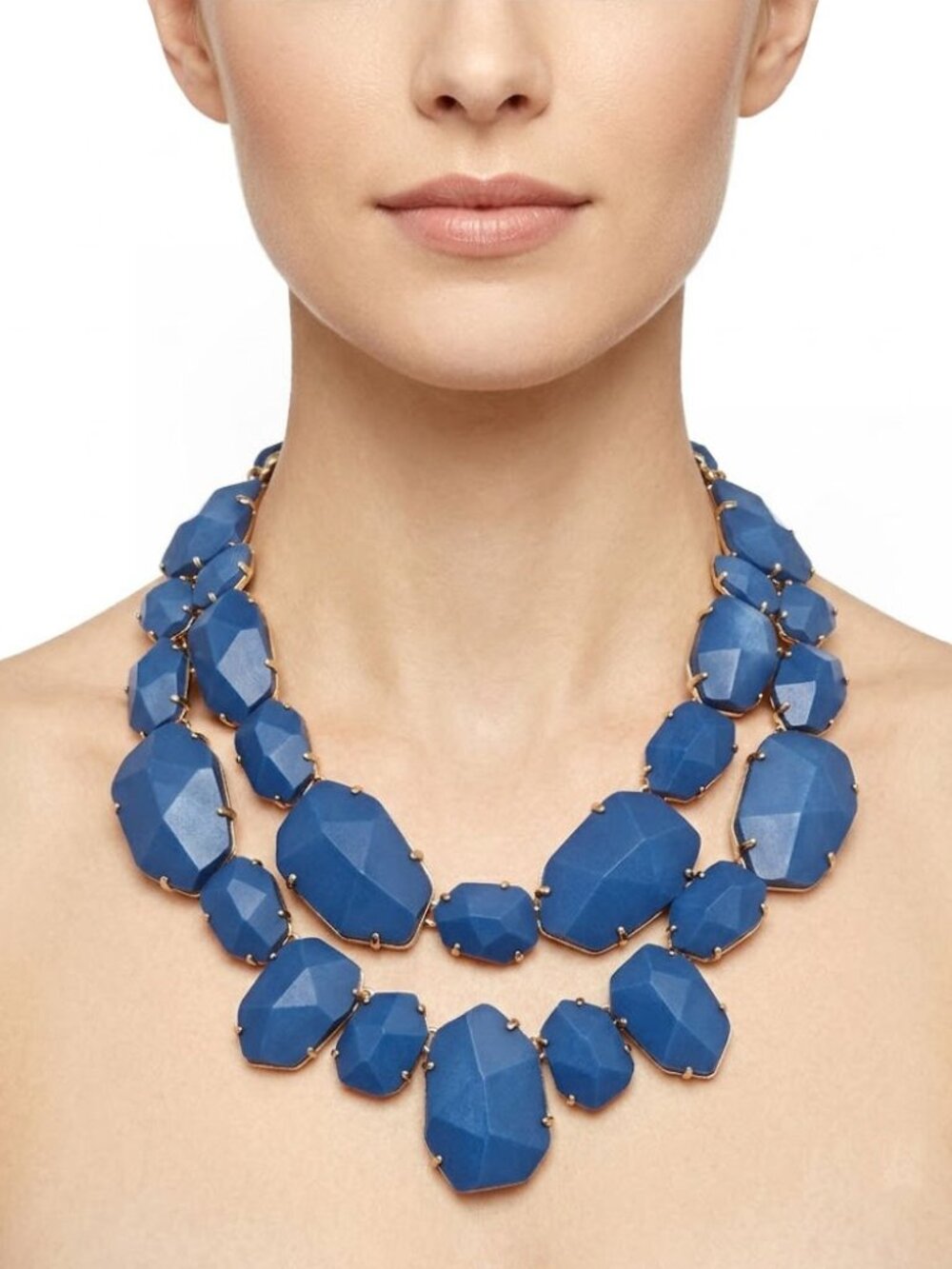 Kate Spade Blue Lapis Lazuli Quarry Gems Double Statement Gold Plated Necklace